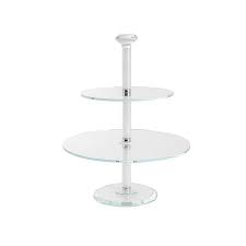 Crystal Glass 2 Tier Cake Stand Clear