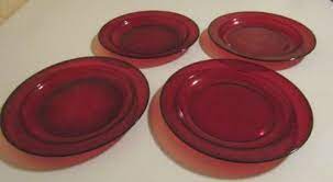 Ruby Red Glass Salad Plates