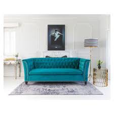 nightingale teal blue velvet sofa