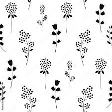 black and white seamless fl pattern