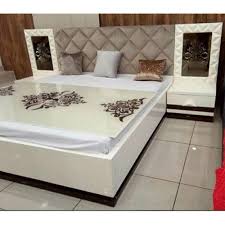 wooden white designer double beds