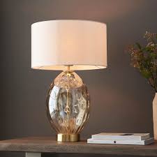 Dimpled Amber Glass Table Lamp
