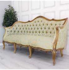 gold gilt patterned silk sofa large