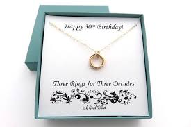 The dictionary definition of sentimental is something that expresses or appeals to the more tender emotions, such as love and long standing friendship. 30th Birthday Gift For Her Gold Ring Necklace Marciahdesigns