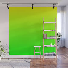 neon yellow green ombre wall mural by