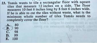tomas wants to tile a rectangular floor