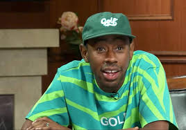 Tyler the creator looking at the camera during a tv show