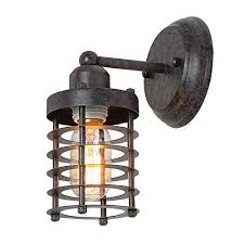 Lnc Wall Light Fixture Farmhouse Barn Warehouse Industrial Mini Cage Sconce Wall Lamp With Brown Rust H9 4 X W6 7 A03481 Wall Sconce Farmhouse Goals