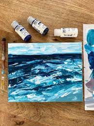 to paint an abstract seascape on canvas
