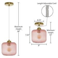 Gold Pendant With Pink Glass Shade