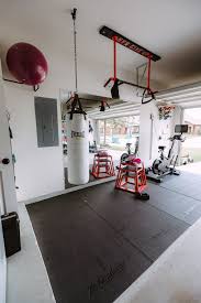 Home gym on a budget. Half Garage Gym On A Budget Home Gym Flooring Home Gym Decor Gym Room At Home