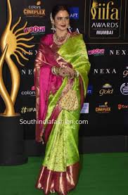 rekha in a silk saree at iifa awards