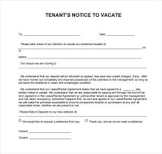 Sample Notice To Vacate Tenant Letter Apartment Day