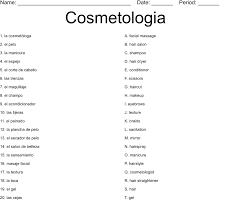 cosmetologia worksheet wordmint
