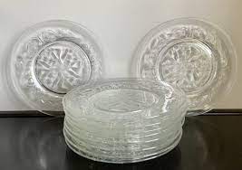 Set Of 9 Vintage Clear Pressed Glass
