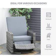 Outsunny Pe Rattan Wicker Recliner With