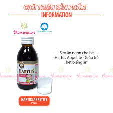 Siro ăn ngon cho bé Hartus Appetite - giúp trẻ hết biếng ăn cho bé từ 6  tháng, 1, 2 tuổi, tiêu hóa tốt Chai 150ml