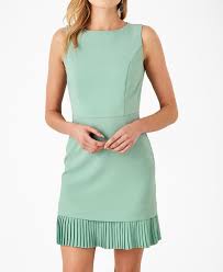 Green Pleated Hem Mini Dress