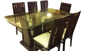 Select a dining room table by shape. Brown Table 72 X 36 X 30 Six Seater Dining Set With Glass Top Rs 28000 Set Id 20297941073