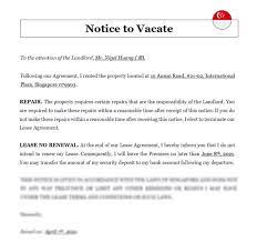notice to vacate letter in singapore