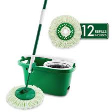 libman microfiber tornado wet spin mop and bucket floor cleaning system with 12 refills green white