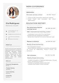 powerful resume as a pre teacher