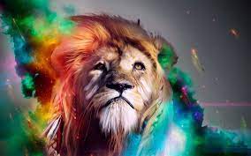 lion galaxy rainbow smoke