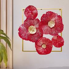 Beautiful Red Flowers Iron Wall Art