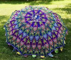 garden parasol blue hand embroidered