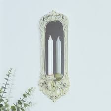 Ornate Cream Mirror Wall Candle Sconce