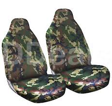 Front Car Seat Covers Green Camouflage