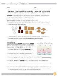 Balance and classify five types of chemical reactions: Balancing Chemical Equations Gizmo 6 Molecules Chemical Compounds