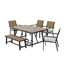 Black Steel Frame Outdoor Dining Set