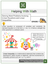 Linear Equations Math Worksheets