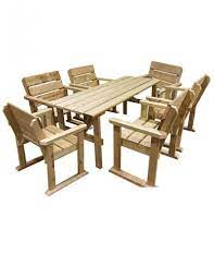 Timber Garden Table And 6 Timber Chairs