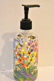 hand painted glass soap lotion
