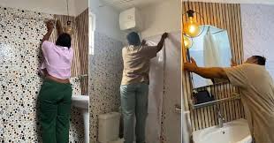 Rich Nigerian Lady Uses Wallpaper To