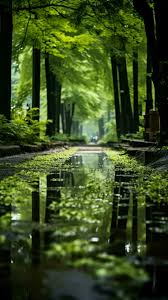 lush green forest thrives under a