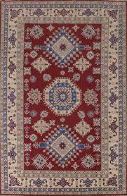 geometric red kazak handmade area rug 8x12