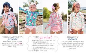 Rufflebutts Little Girls Long Sleeve Rash Guard 2 Piece Swimsuit Set W Upf 50 Sun Protection With Zipper