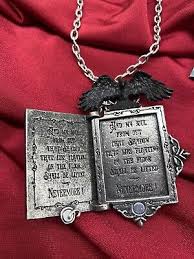 raven locket necklace gothic pendant