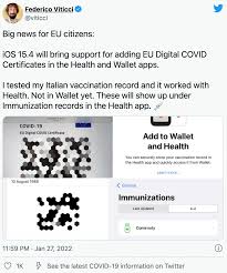 iOS 15.4 umožní obyvatelům EU přidat očkovací certifikáty COVID-19 do  aplikace Peněženka - InnocentStore.cz