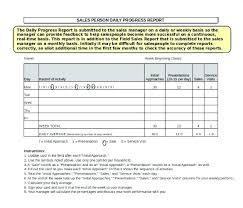 Daily Status Report Template Excel Sales Person Progress Format In