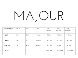 Our Majour Brand Size Chart Shop Majour Plus Size Boutique