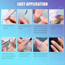 yuego coffin nail tips glue gel kit 3