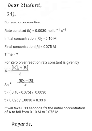 Rate Constant For A Zero Order Reaction