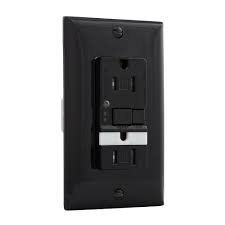 Eaton Gfci Self Test 15a 125v Tamper Resistant Duplex Receptacle With Nightlight And Standard Size Wallplate Black