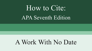 how to cite a work with no date apa