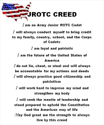 Jrotc gives us a safe place to be ourselves while learning to be successful through different values and methods. Cadet Creed Lakes High School Army Jrotc