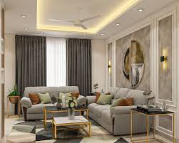 Grey Living Room Design With White And